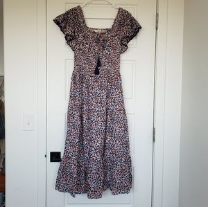 Tory Burch Wildflower Smocked Midi Dress